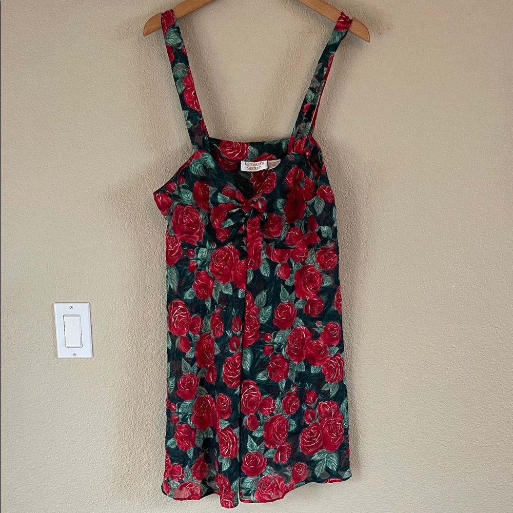 Victoria's Secret Red and Green Floral Camisole